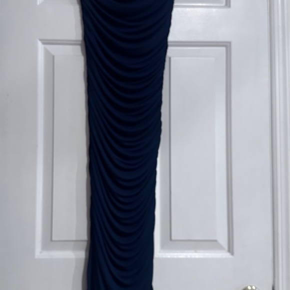 Zara navy blue Ruched Strapless dress size S - Picture 5 of 6